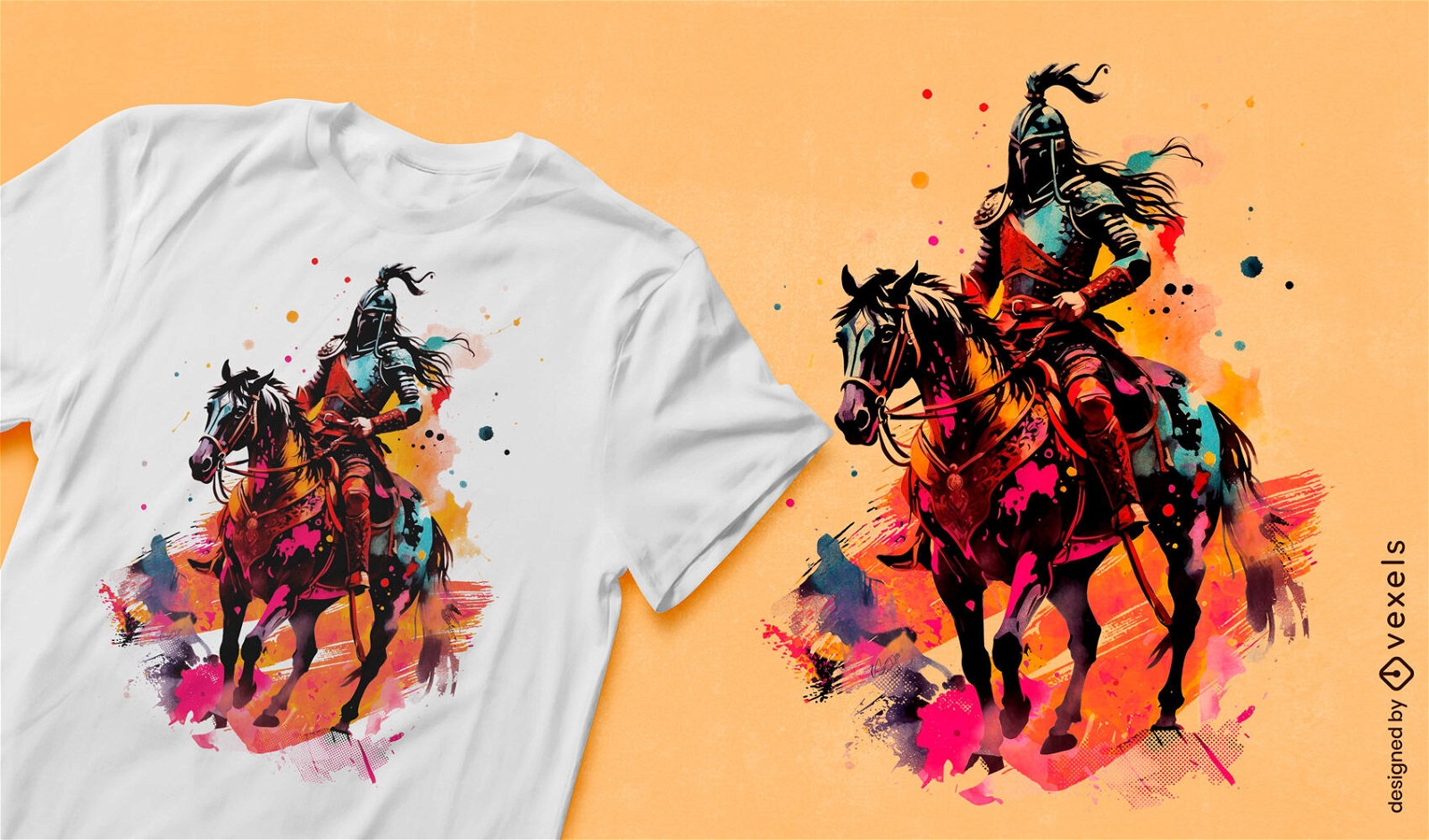 Design de camiseta em aquarela de guerreiro antigo