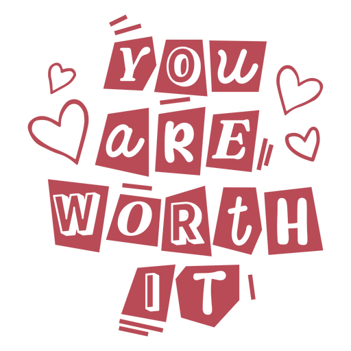 Diseño de camiseta con letras de bloque de afirmación positiva y corazones. Diseño PNG