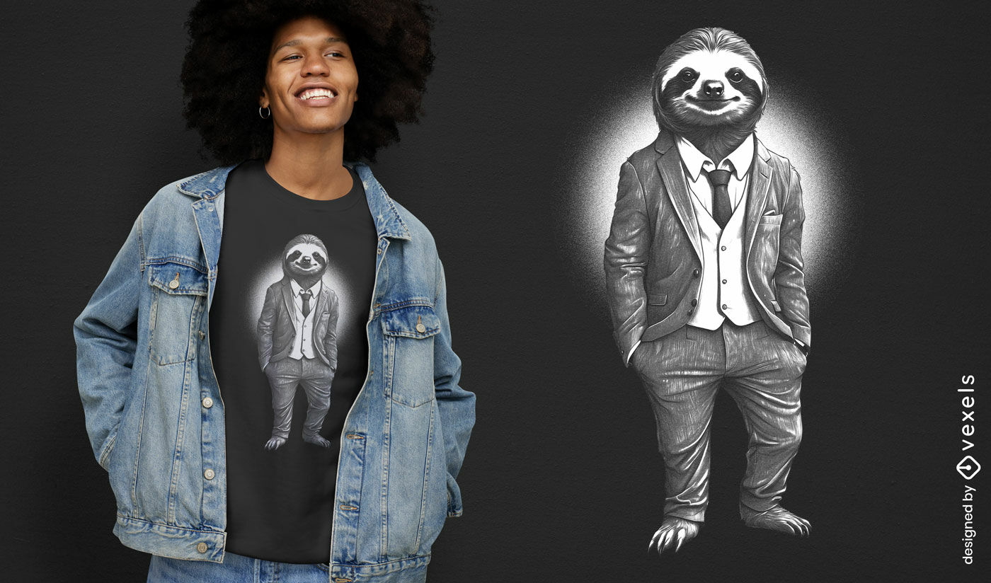 Sophisticated sloth suit t-shirt design