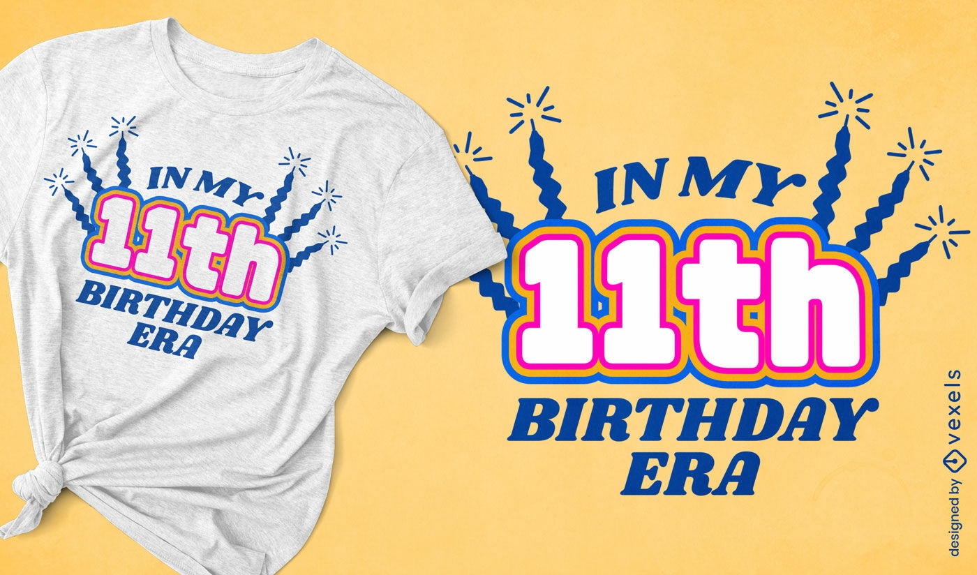 Diseño de camiseta de cumpleaños número 11.
