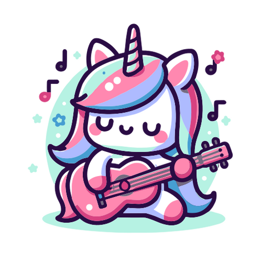 Pink and purple cartoon girl playing guitar t-shirt design PNG Design