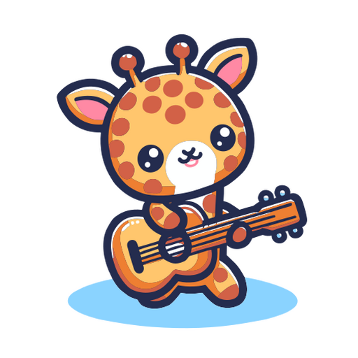 Cute giraffe character playing guitar illustration PNG Design
