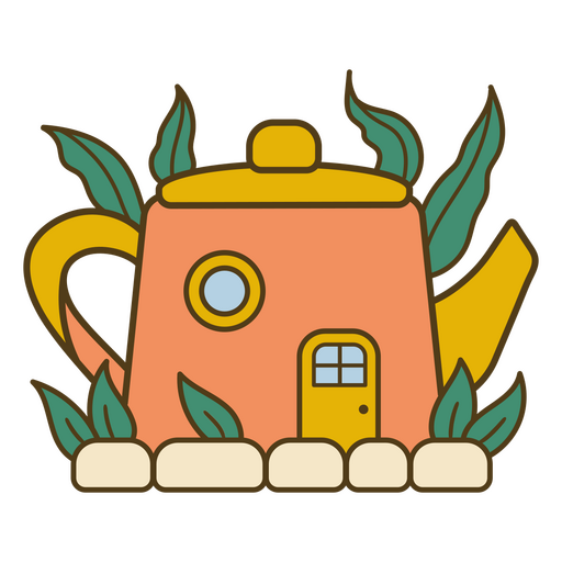 Trazo de color de casa de té Diseño PNG