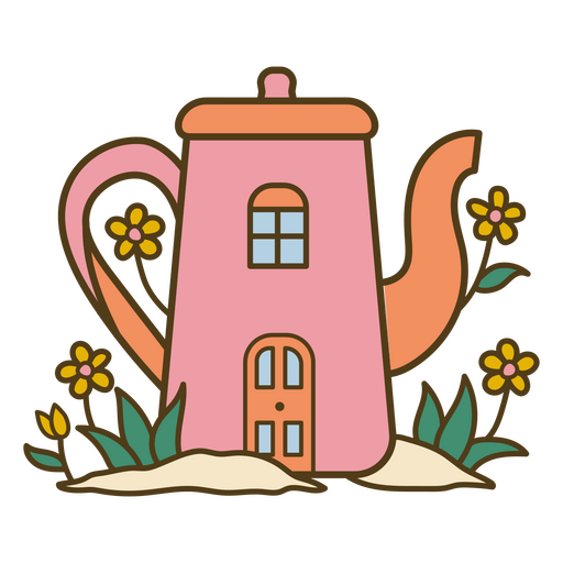 Pink house pink teapot PNG Design
