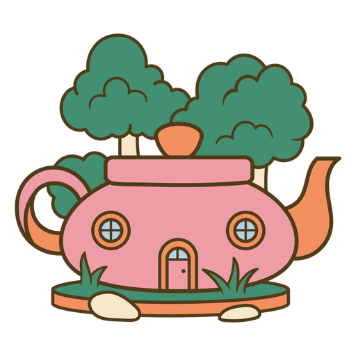 Pink tea house color stroke PNG Design