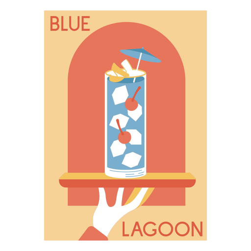 Ilustración de cóctel de laguna azul vibrante Diseño PNG