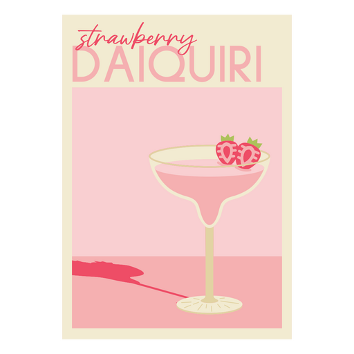 Chic strawberry daiquiri cocktail poster design PNG Design