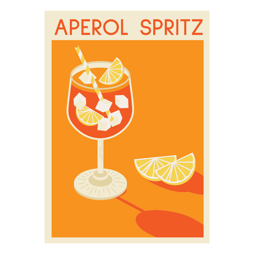 Vibrant aperol spritz cocktail art print PNG Design
