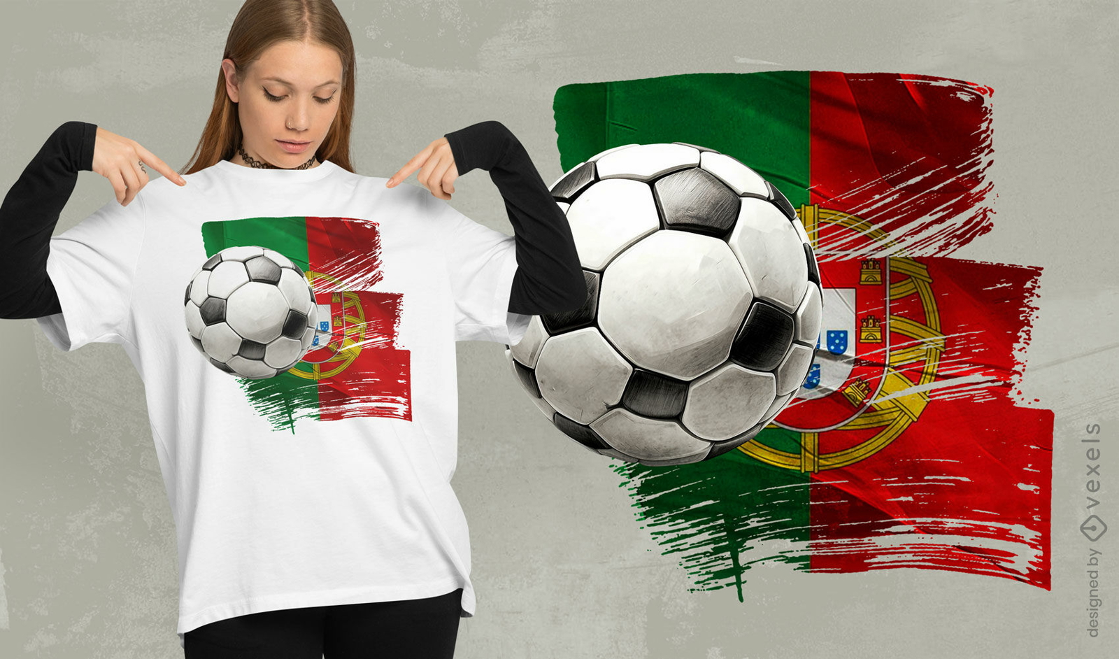 Diseño de camiseta PSD de balón de fútbol de Portugal.