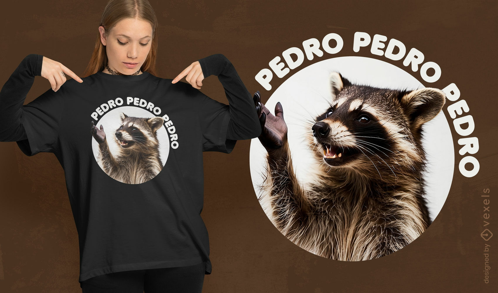 Diseño de camiseta con cita de mapache Pedro.