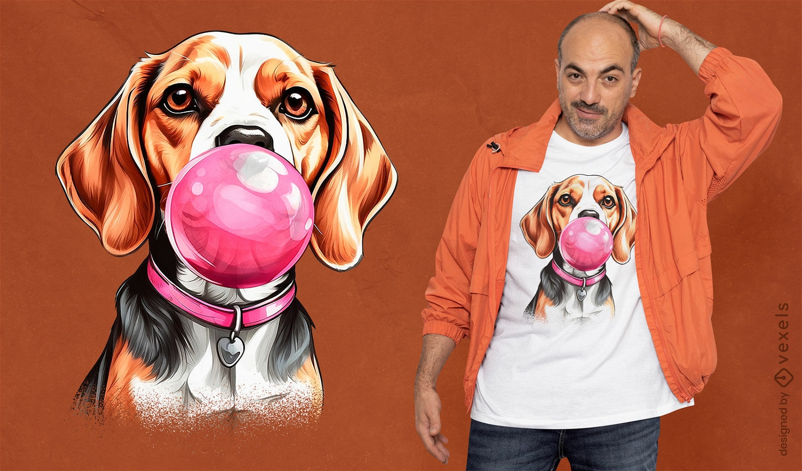 Diseño de camiseta beagle chicle.