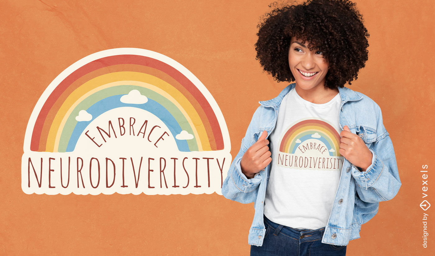 Design de camiseta arco-íris sobre neurodiversidade