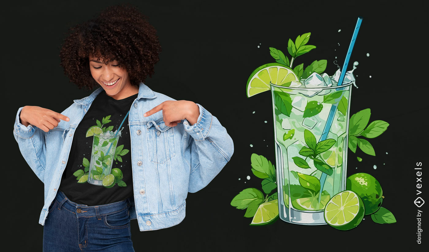 Diseño de camiseta de mojito tropical.