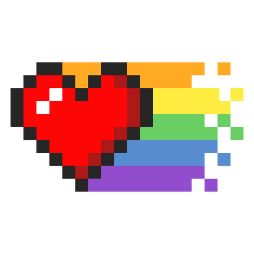 Rainbow heart pixel art design PNG Design