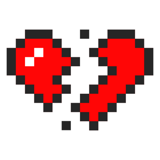 Design gráfico pixelado de coração partido Desenho PNG