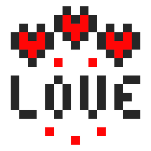 Design de amor pixelado com corações Desenho PNG
