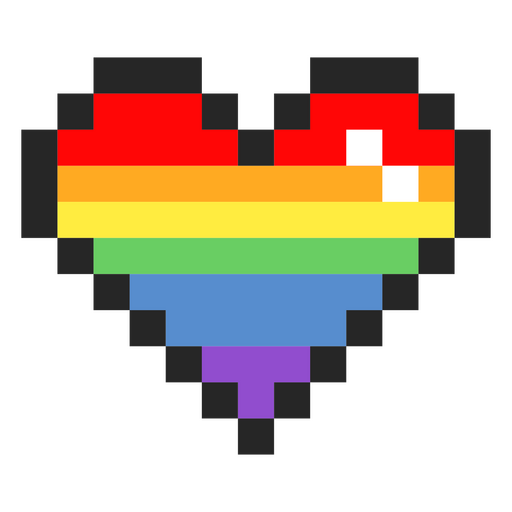 Corazón de arcoíris en pixel art  Diseño PNG