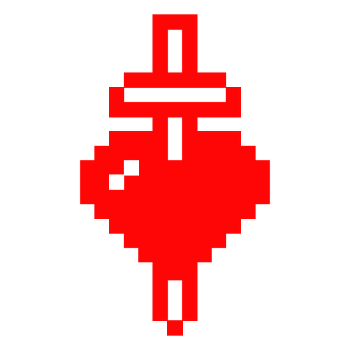 Design de coração vermelho pixelado com cruz Desenho PNG