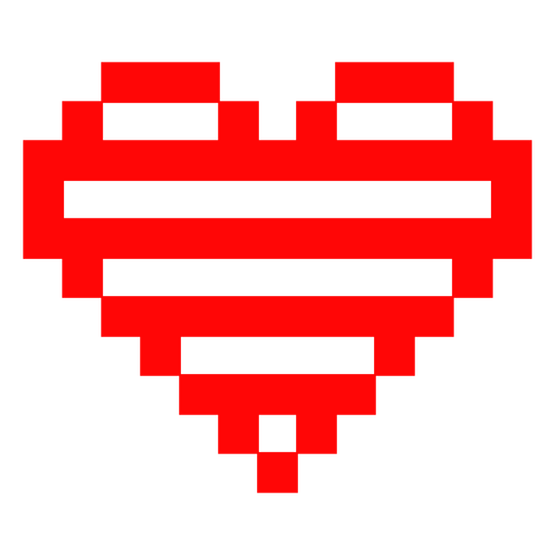 Design de coração em pixel art em vermelho vibrante Desenho PNG