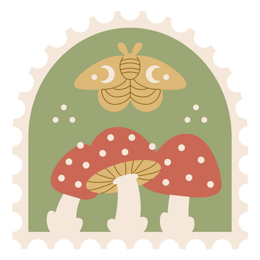 Playful nature-themed stamp illustration PNG Design