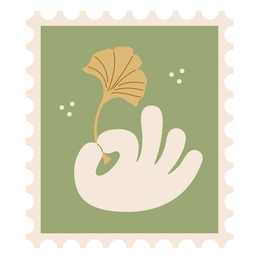 Hand with a leaf flower PNG Design