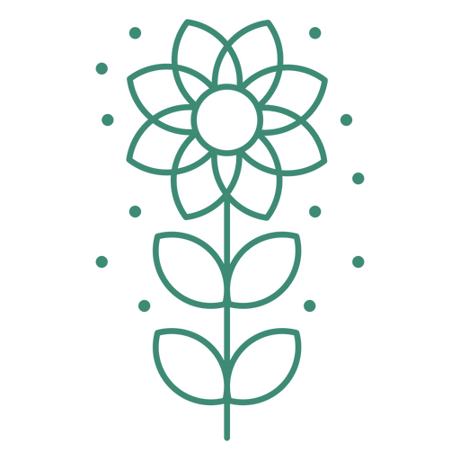 Green and white flower design on black background PNG Design