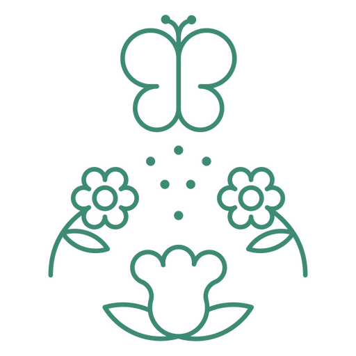 Whimsical butterfly and flower illustration PNG Design
