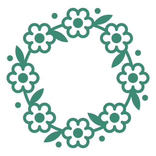Diseño de camiseta con corona de flores verdes. Diseño PNG