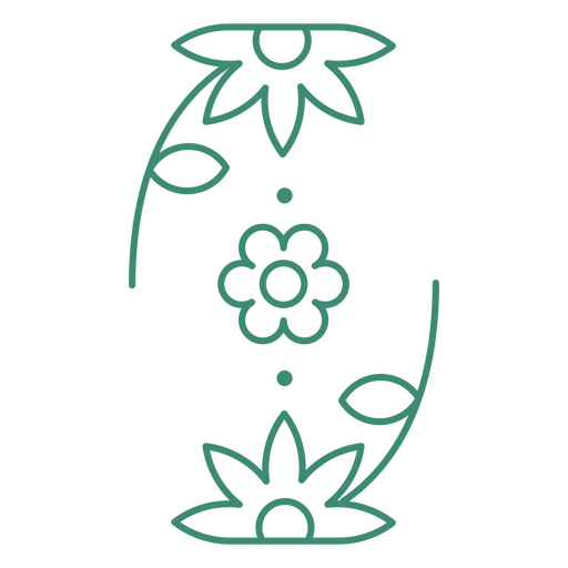 Tres flores verdes Diseño PNG