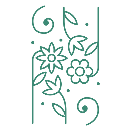 Wunderliches florales Linienkunstdesign PNG-Design