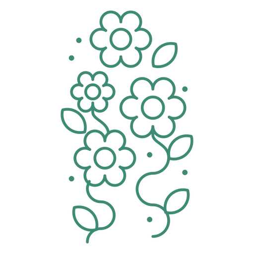 Four green flowers PNG Design