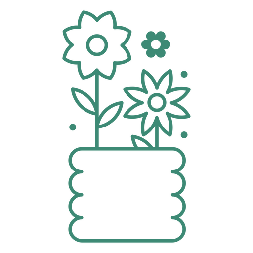 Green vase with flowers PNG Design