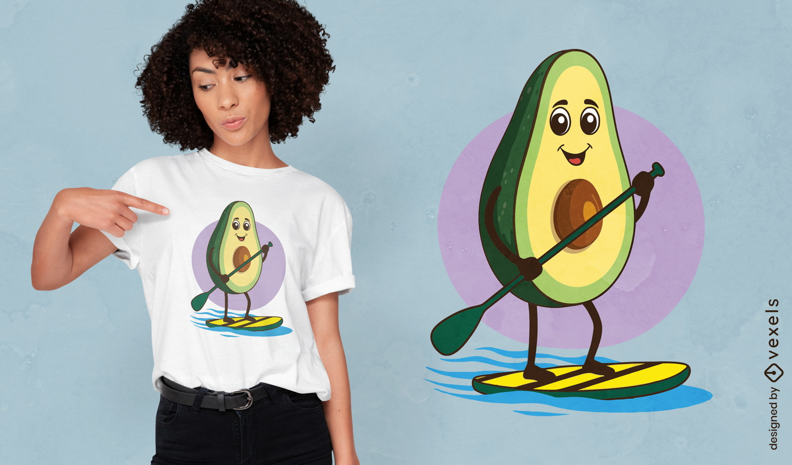 Design de camiseta com remo de abacate