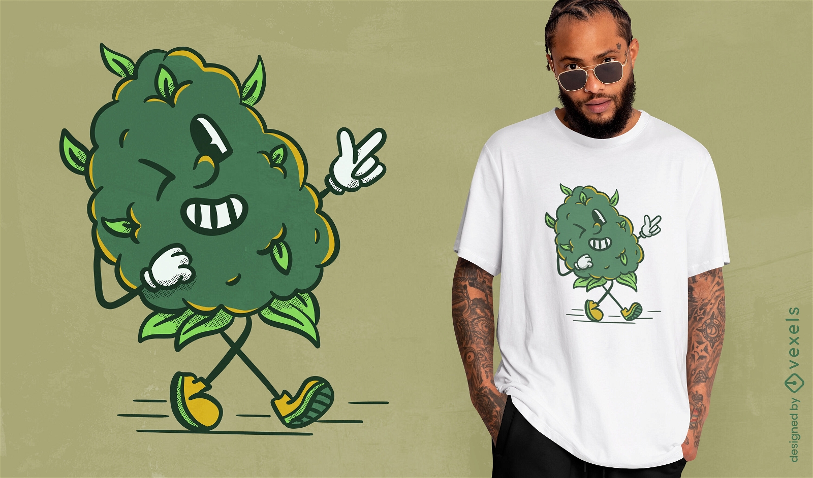 Diseño de camiseta de dibujos animados de amigo de cannabis.