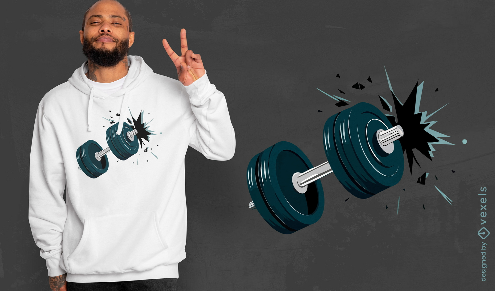 Exploding dumbbell t-shirt design