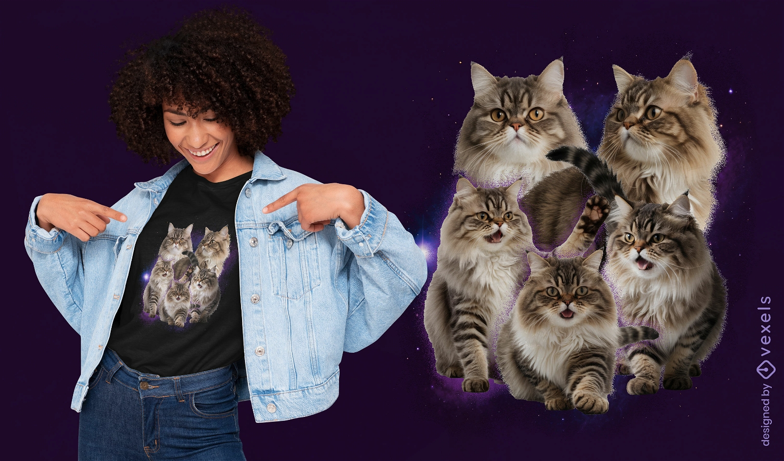 Diseño de camiseta collage de gatos persas.