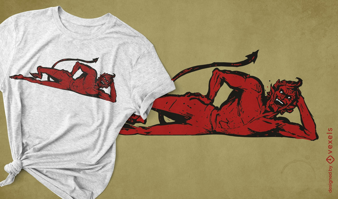 Design diabólico de camiseta do diabo vermelho