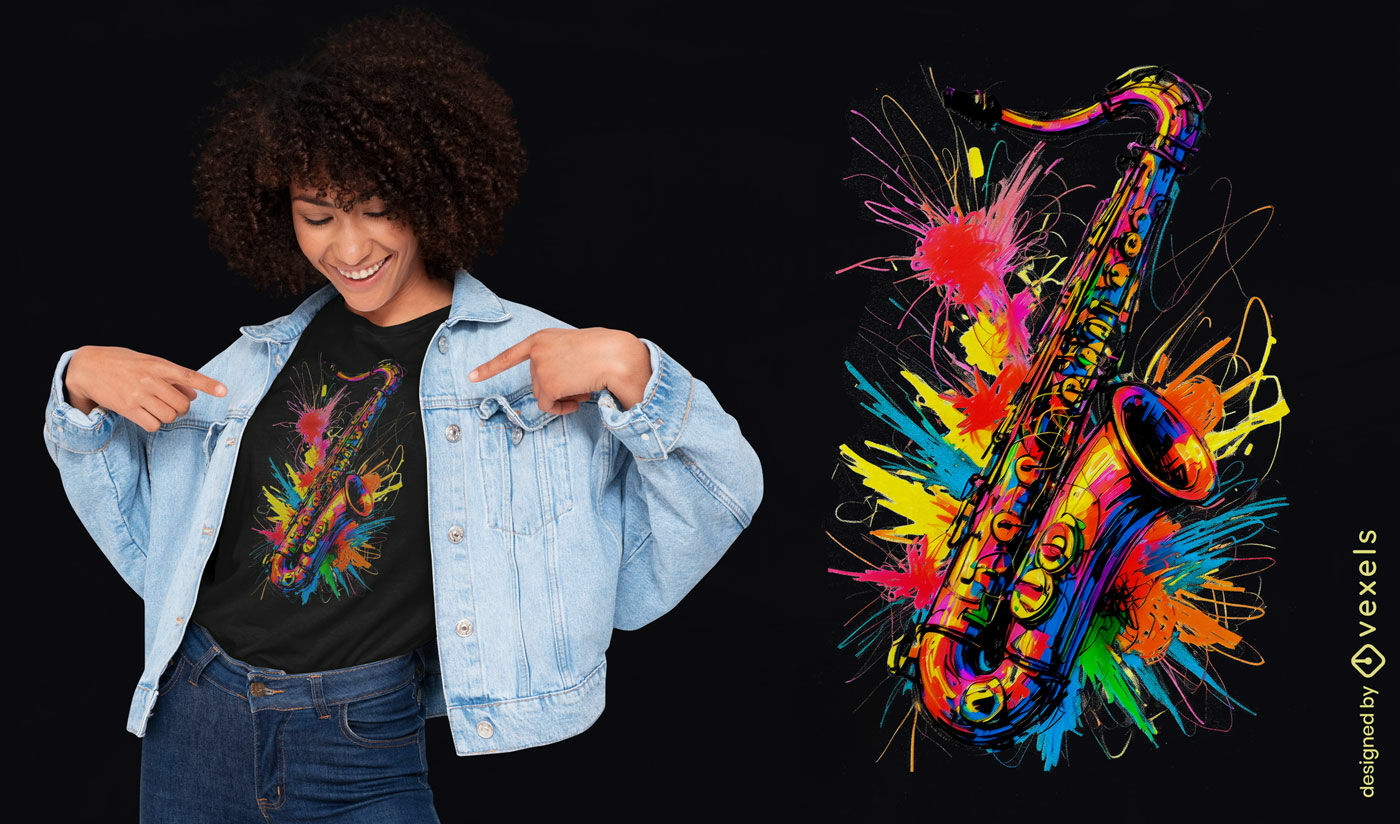 Colorful saxophone t-shirt design