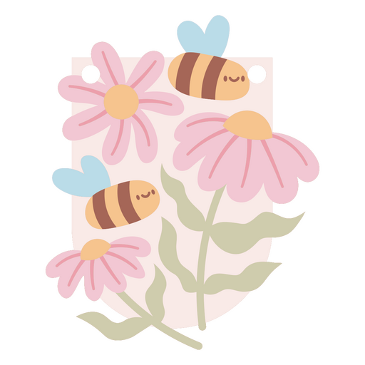 Design fofo de abelha e flor Desenho PNG