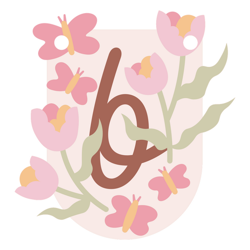 Design floral e borboleta Desenho PNG