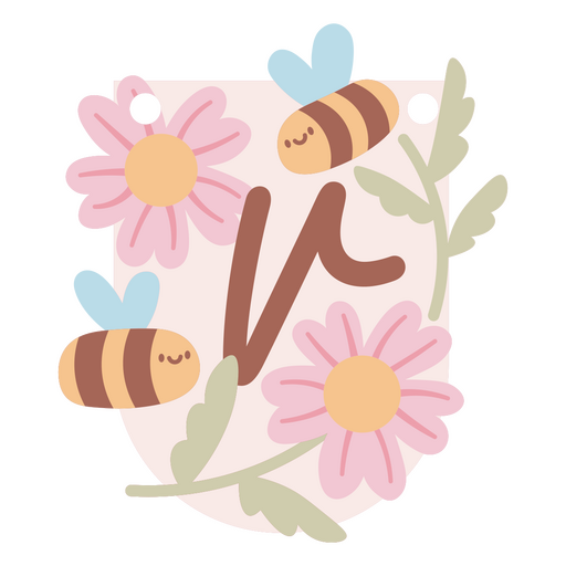Ilustração lúdica de abelha e flor Desenho PNG