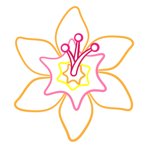 Colorful floral design with playful outlines PNG Design