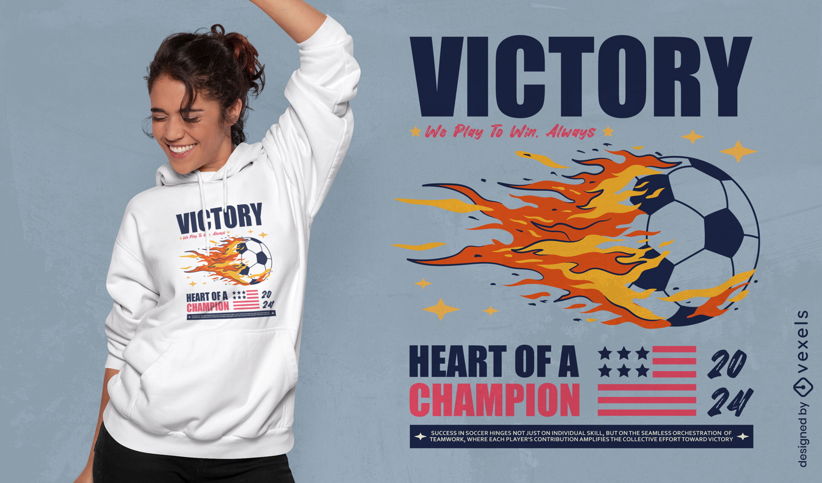 Diseño de camiseta de fútbol de victoria.