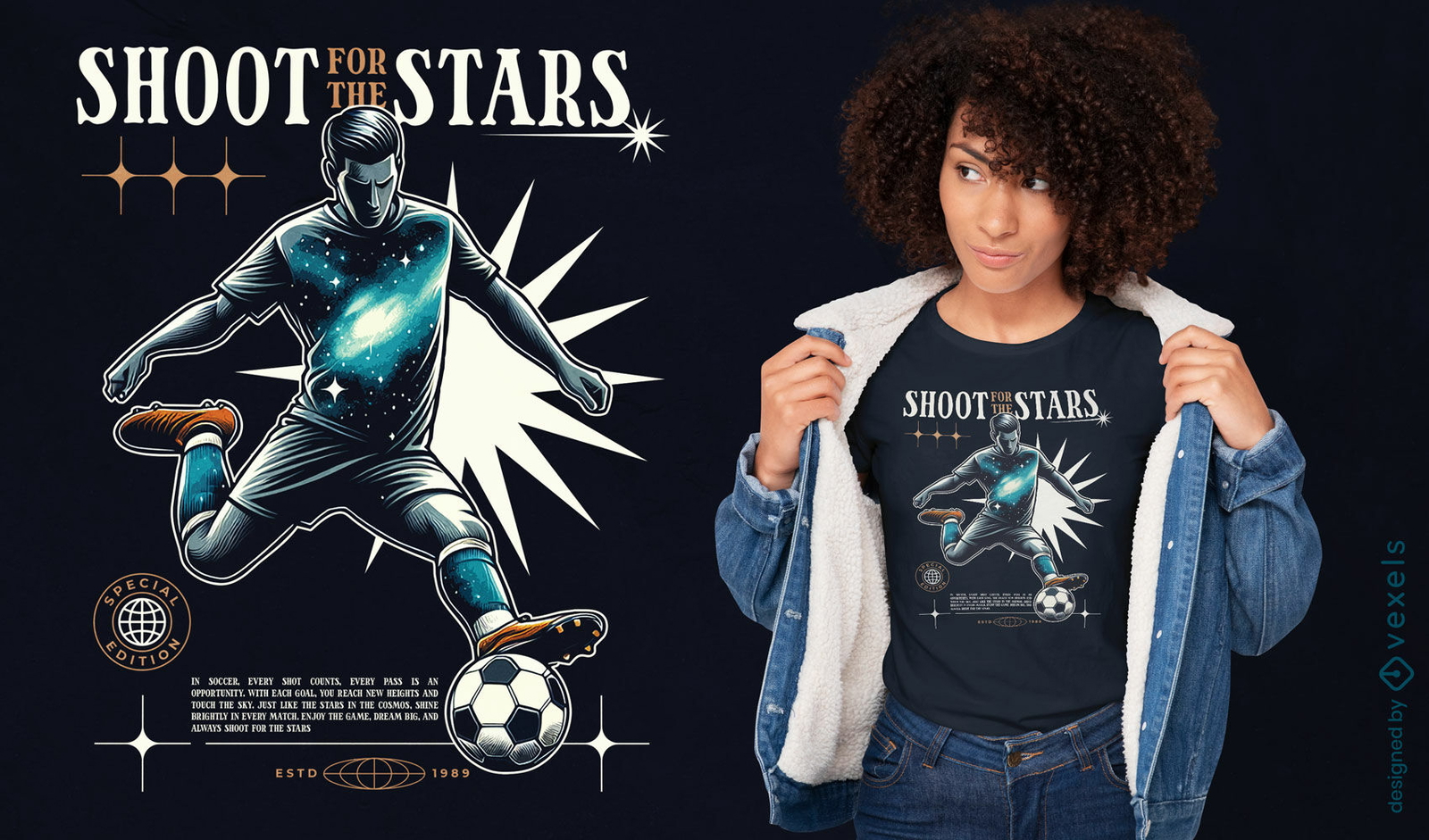 Dispara al diseño de camiseta de las estrellas.