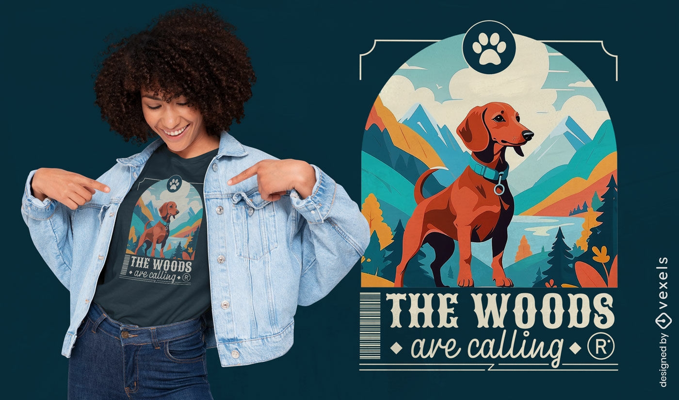 Hund im Wald-T-Shirt-Design	