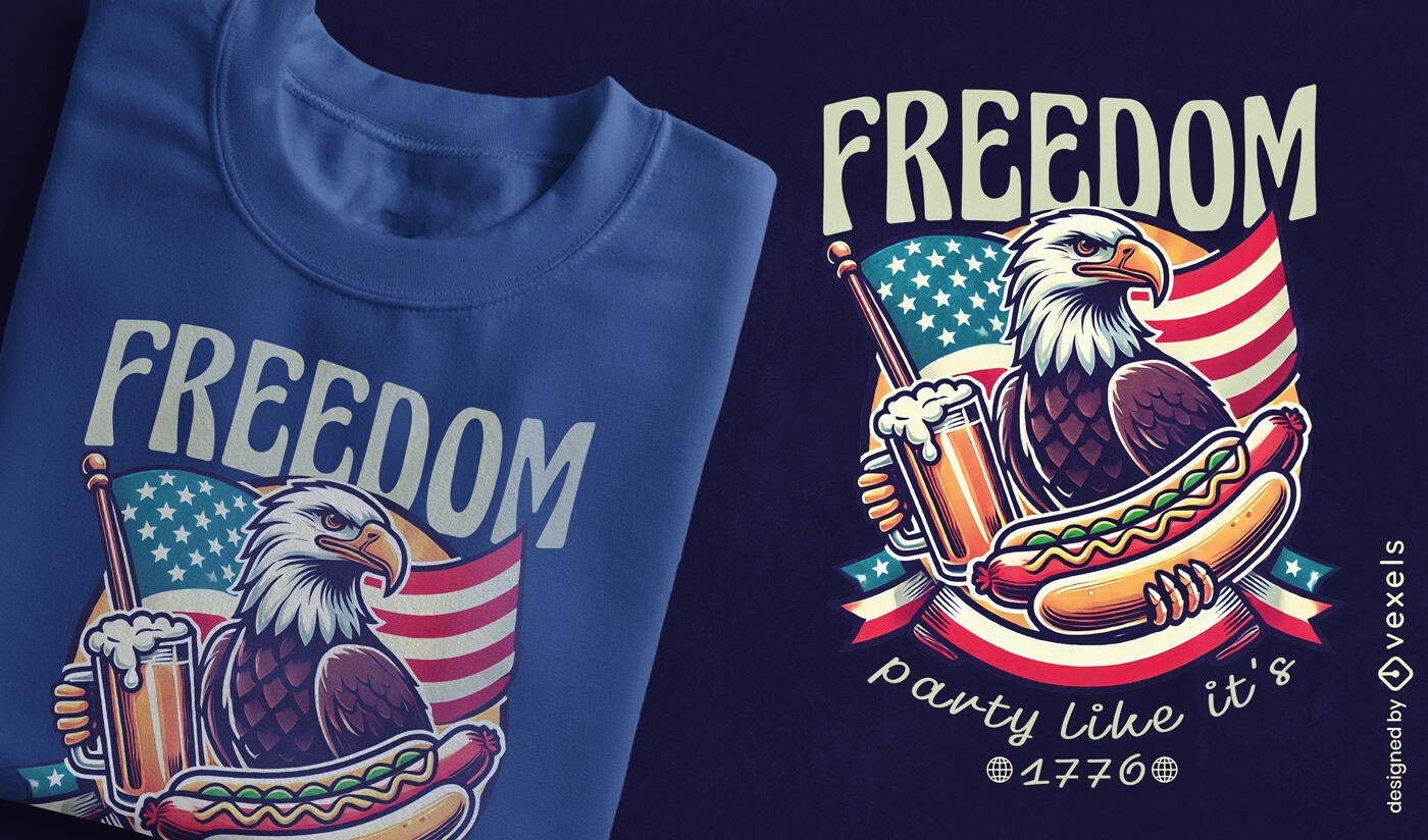 Fiesta de la libertad como un diseño de camiseta patriota.