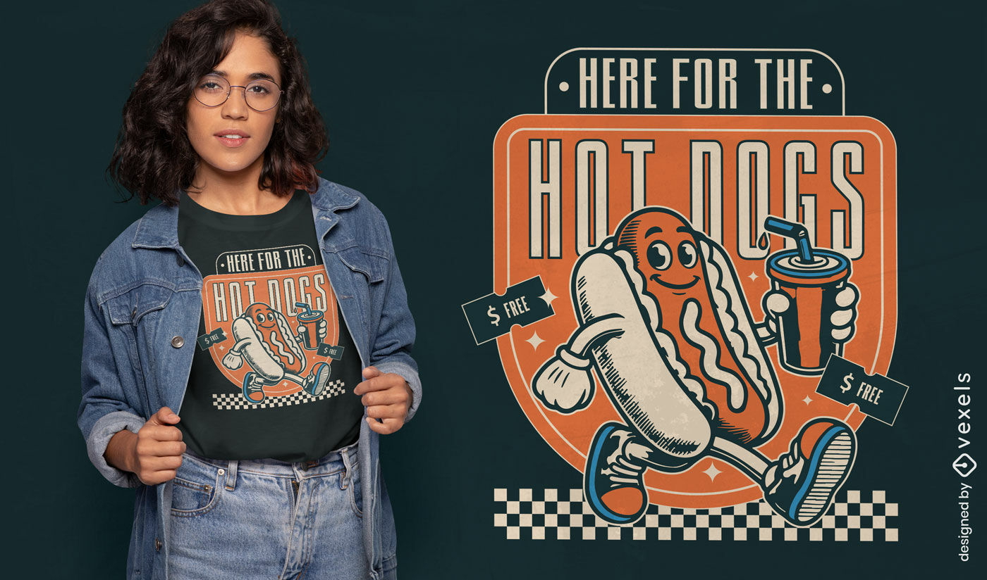 Diseño de camiseta divertida de hot dog.