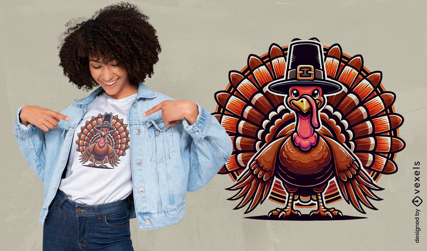 T-Shirt-Design mit Thanksgiving-Truthahnillustration