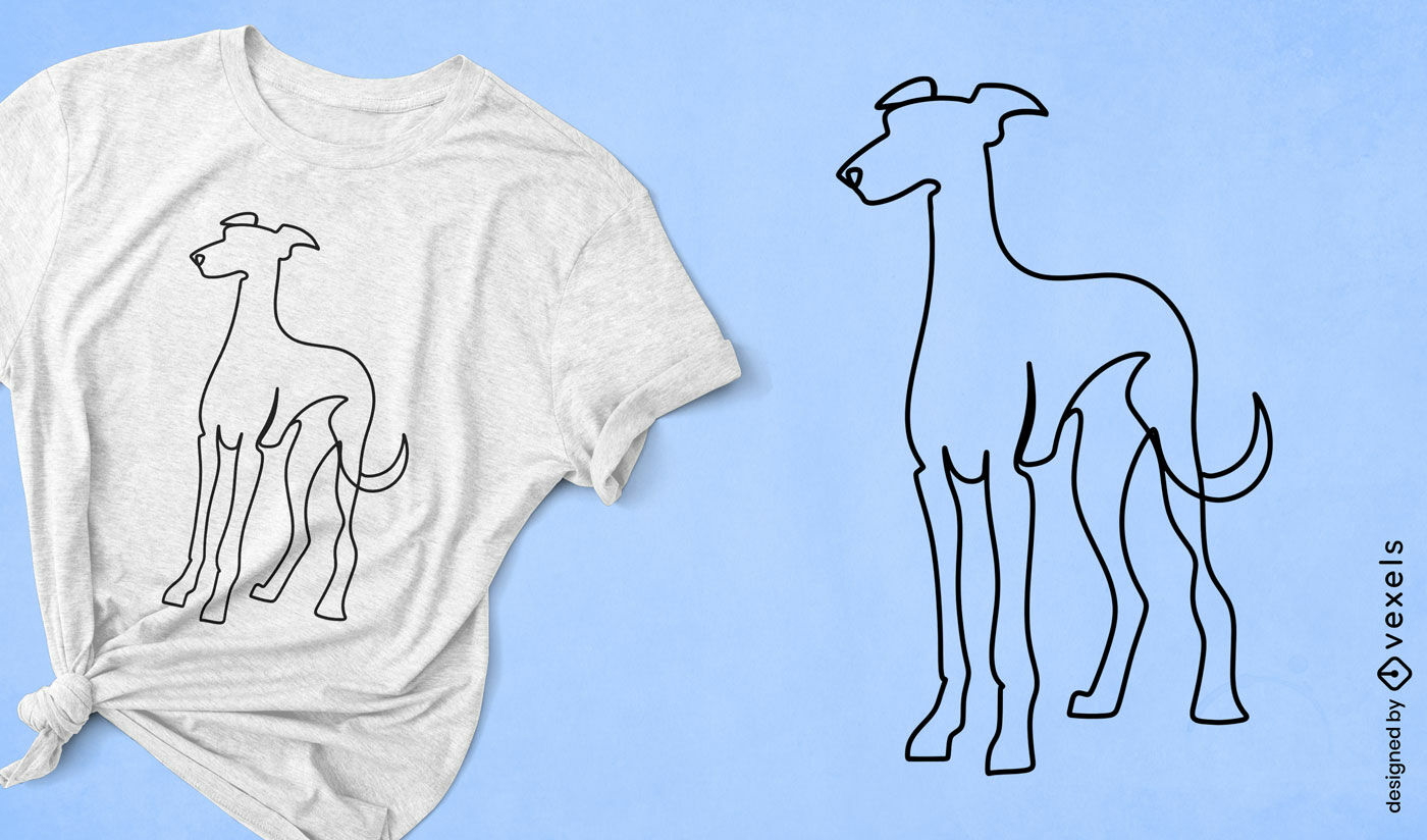 Minimalistisches Hunde-T-Shirt-Design mit durchgehenden Linien