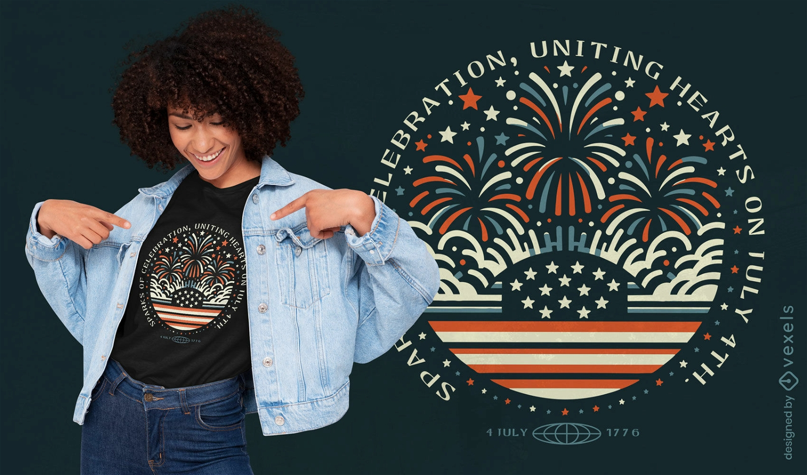 Patriotic fireworks t-shirt design